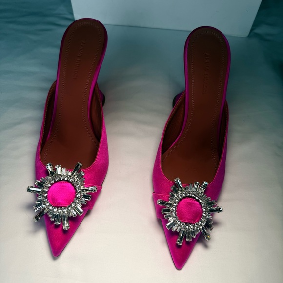 Amina Muaddi Begum Satin Mules – Pink – Size 8.5 (Women’s) - Picture 6 of 16